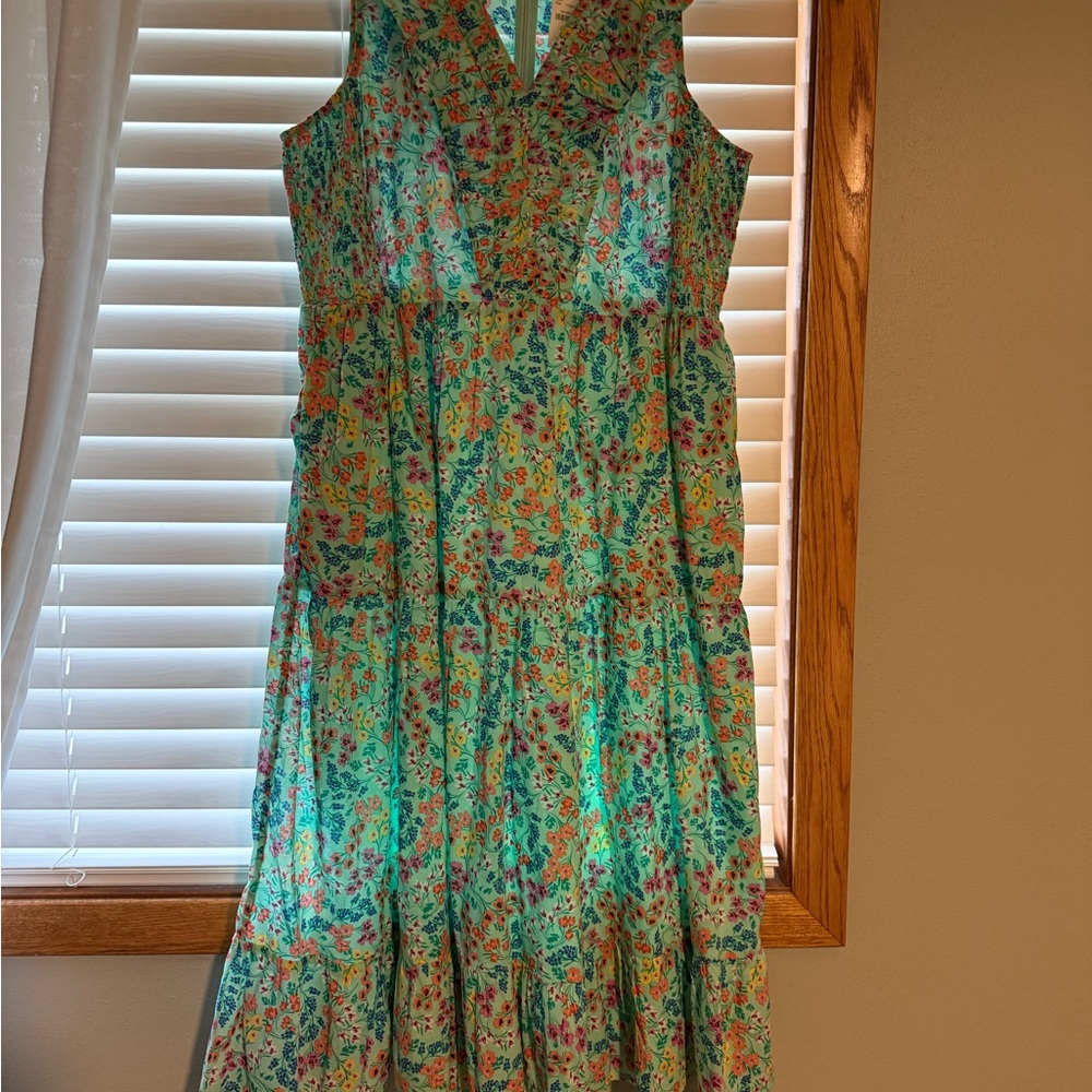 J. Crew Blue Sleeveless V-Neck Maxi Sundress
